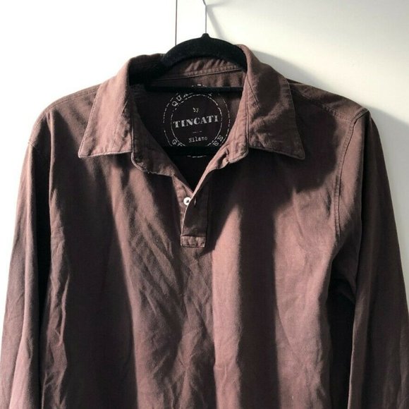 TINCATI Coffee Brown Polo Shirt Pullover, 100% Cotton (Italian), Size Medium - Picture 8 of 16